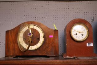 Walnut cased clock and a Painted Edwardian domed clock