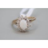 Ladies 9ct Gold Opal and CZ Cluster ring Size N