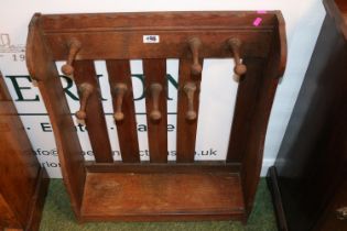 Oak Hall Stick stick/Umbrella stand with slat back and turned supports