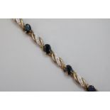 Ladies 9ct Gold Diamond and Sapphire Bracelet 7.7g