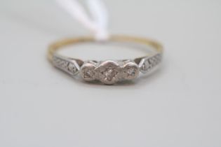 Ladies 18ct Gold Edwardian design diamond platinum set ring Size L