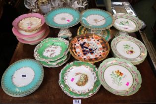 Large collection of assorted Dessert ware comports and plates to include Davenport, Copeland Spode