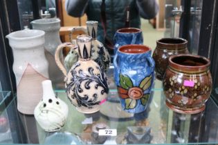 Collection of Art Pottery to include Doulton Silver topped Ewer