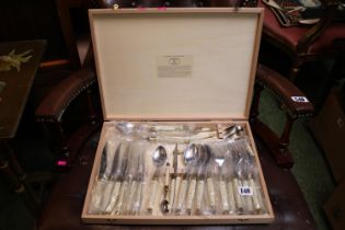 Cased Laguiole Jean Dubost flick knife style set of Cutlery