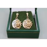 Pair of 9ct Gold Sun and Moon Earrings