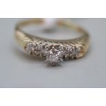 14k Ladies Gold Diamond set ring Size W. 3.92g total weight