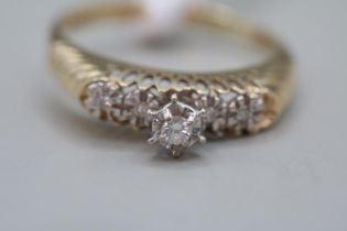 14k Ladies Gold Diamond set ring Size W. 3.92g total weight