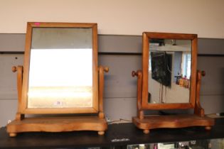 2 19thC Walnut framed serpentine fronted dressing table mirrors