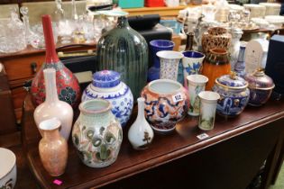 Good collection of assorted Vases to include Asian, Japanese, Studio Pottery etc