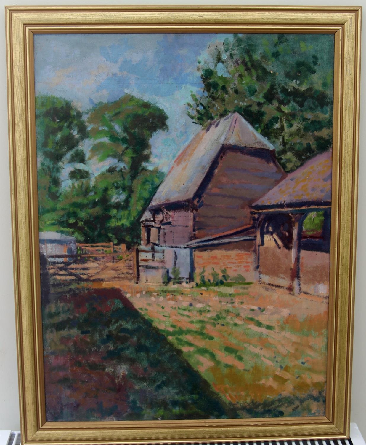 Frank Griffith (1889�1979) Oil, Framed. "Farm Yard". Measures 68cm by 53cm. Highly individual