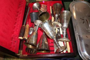 Collection of 6 Silver plated flutes, assorted Cutlery and a Cutlery Case