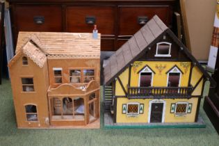 2 large partially constructed vintage dolls houses.