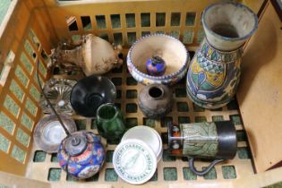 Collection of assorted Ceramics to include Iznic Deign vase, Opium pipe Jar, Poole floral bowl,