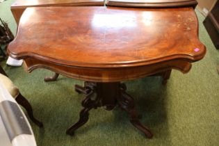 Victorian Shaped top Fold over Card table on Shaped outstretched legs