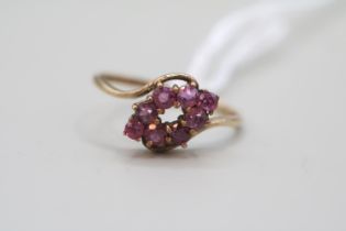 9ct Gold Ruby set Halo ring Birmingham 1984 Size M