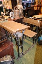 Vintage Cast Iron and wooden single child's desk