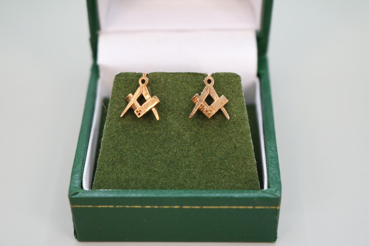 Pair of 9ct Gold Masonic Earrings London 1977