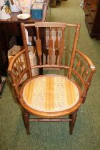 Late Victorian aesthetics movement chair with upholstered seat