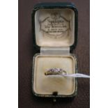 Antique 18ct gold and diamond ring in original box, Size G
