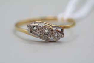 Antique 18ct Gold Diamond Platinum set ring Size P