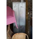 Pair of Stripped Metal narrow Industrialist Cabinets