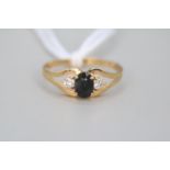 Ladies 18ct Gold Sapphire & CZ Set ring Size Q