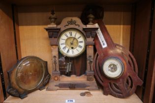 Aesthetics movement wall barometer, Mantel clock and a Deco clock