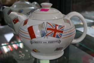 Liberty & Freedom Teapot 'War Against Hitlerism' Made for Dyson & Horsfall of Preston dated 1939