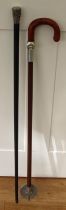 Vintage Folding Leather Covered Seat Stick and Embossed Silver Topped Indian Walking Cane