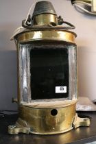 Large Brass Ships Lamp with Green glass front 44cm in Height