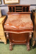 20thC Mahogany Davenport with Leather writing top and carved supports
