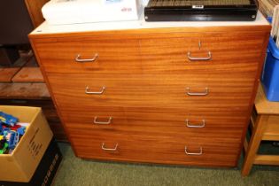 Mid Century Chest of 2 over 3 drawers with Chrome handles and melamine top