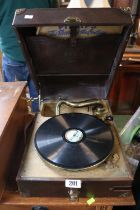 Alba Portable Record Player with brass fitted corners
