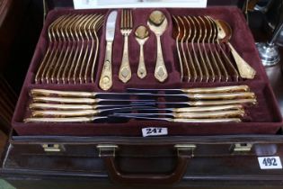 Cased SBS Bestecke Gold Plated handled canteen of Cutlery