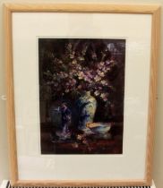 Still life "Figurine & Flowers" framed oil by the renowned Hertfordshire artist Kathleen M