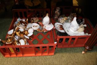 2 Trays of assorted Ceramics, Pottery and Glassware to include Wedgwood, Royal Worcester Nelsons