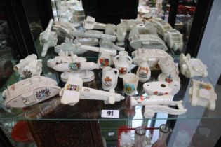 Collection of assorted Goss, Willow art and other Crested China to include Tanks, Zeppelin, Cannon