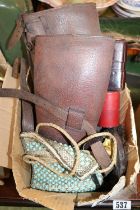Pair of Leather Gaitors, 2 Vintage Flappers purses, 2 Travelling glasses and 2 costume watches