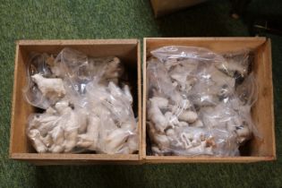 2 Large boxes of Sylvac unglazed Pottery figures