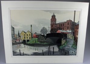 Alan Bamford "Northern Lanscape" Mixed Media 1977. Measures 53cm by 37cm.