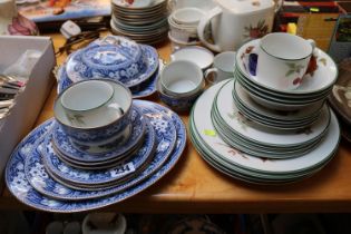 Collection of Wedgwood Blue and White dinner ware and a collection of Royal Worcester Evesham