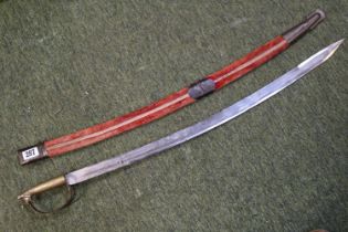 Curved Indian Sword with scabbard and pierced guard