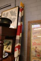 2 Vintage Union Jack Flags with wooden handles