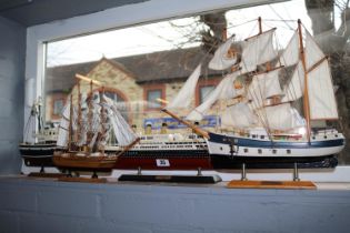 Model of the Titanic, A Fishing boat and 2 Galleons