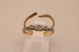 18ct Gold Shank and a 18ct Gold Diamond set ring 3.4g total weight