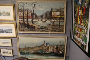 2 Framed 1970s Italian Oil on Canvas of a Impressionist scenes signed to bottom left V Muscariello