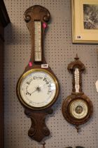 Oak Aneroid Barometer and a smaller wall barometer