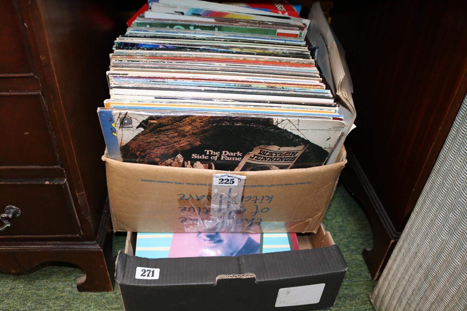 2 Boxes of assorted Vinyl records to include Johnny Mathis, Barry Manilow etc