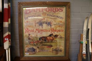 Framed Vintage Bamfords Harvesting Machinery Advertising Poster