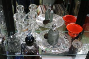 Queens Jubilee 1887 Plate, Dartington glass Bark Vase, Pair of Heavy glass Candlesticks etc